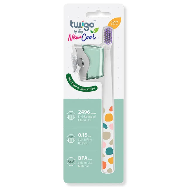 فرشاة أسنان Flipper Twigo مع غطاء | أخضر جبلي
