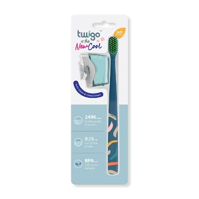 فرشاة أسنان Flipper Twigo مع غطاء | أزرق محيطي