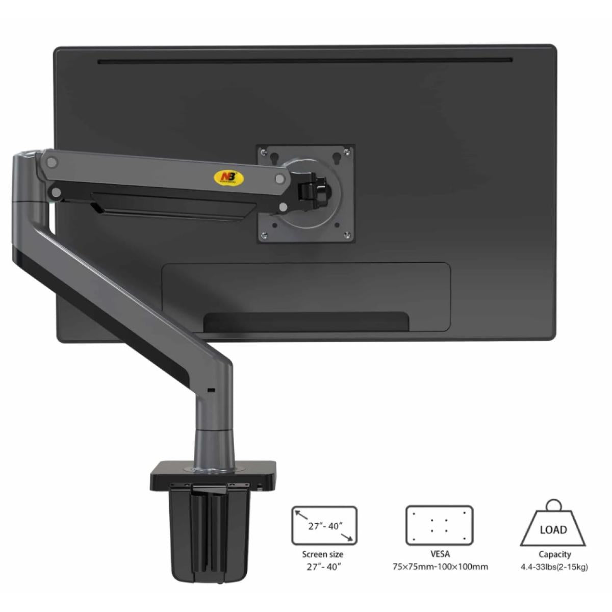 حامل شاشة North Bayou G45 Gas Spring مقاس 27-40 بوصة أسود