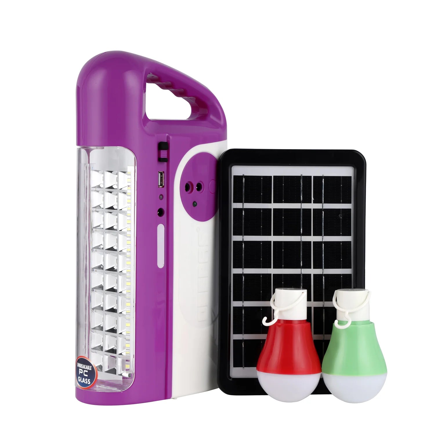 Geepas GE53035 Rechargeable LED Lantern with Solar Panel – 30 SMD LED | Solar & AC Charging | USB Power Bank