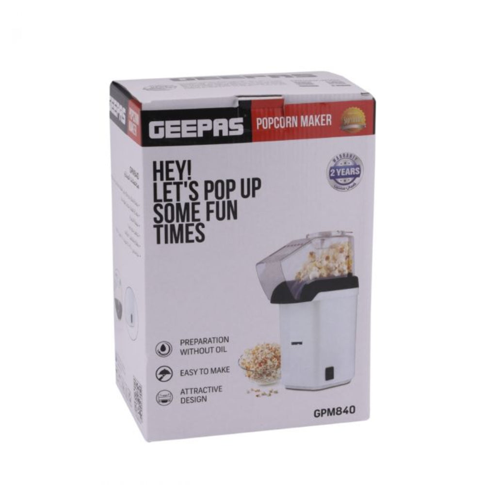 GEEPAS Oil-Free Popcorn Maker 1200W Elegant Design