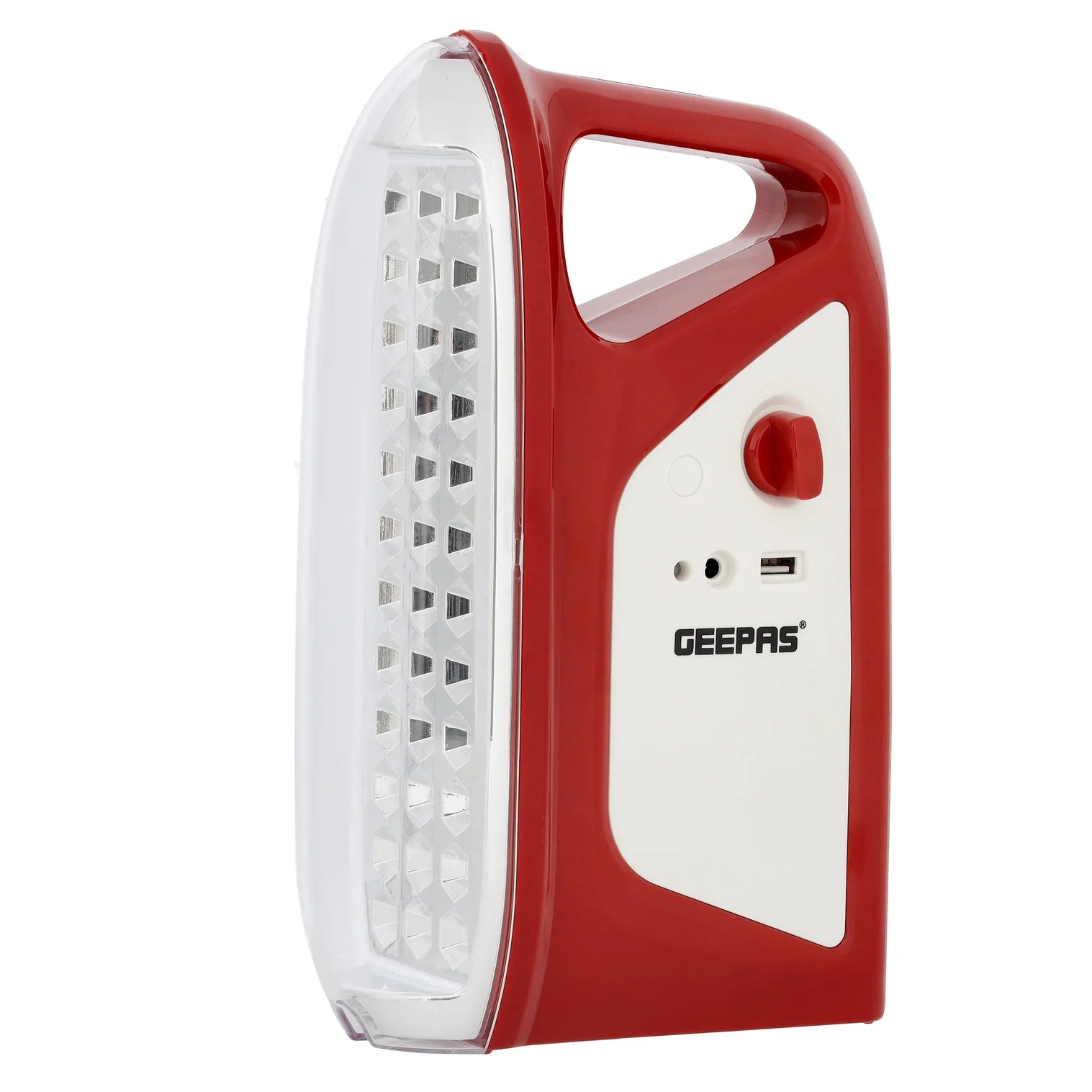 Geepas GEFL4664N 2-in-1 Rechargeable Lantern & Torch – 36 SMD LED, 3W Hi-Power, Solar & USB Charging