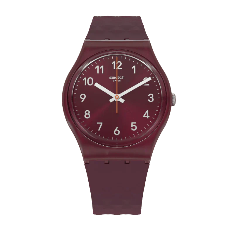 Swatch Rednel Maroon Rubber Maroon Dial For Women