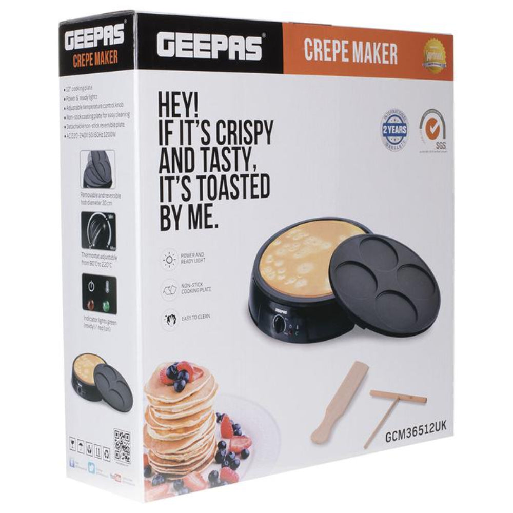 Geepas Crepe Maker 12" Non-Stick Plate 1200W
