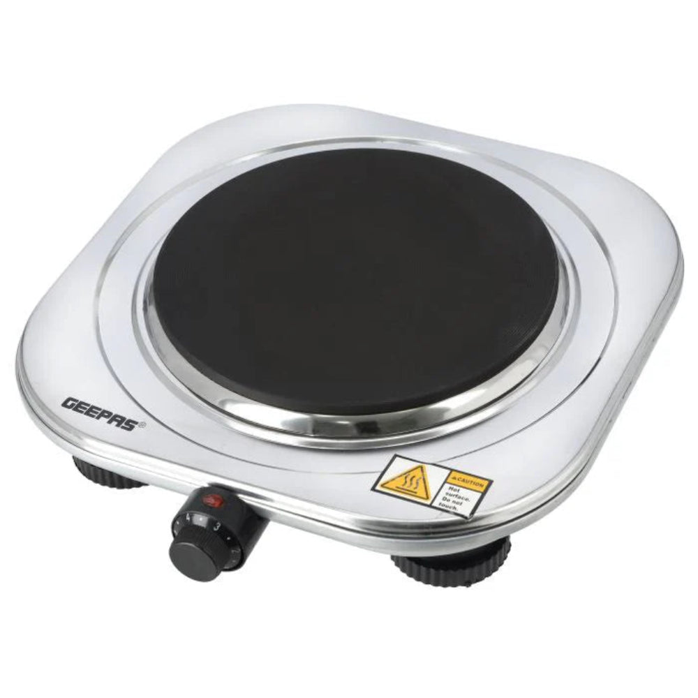 Geepas Stainless Steel Single Hot Plate 1500W 185mm Auto Thermostat