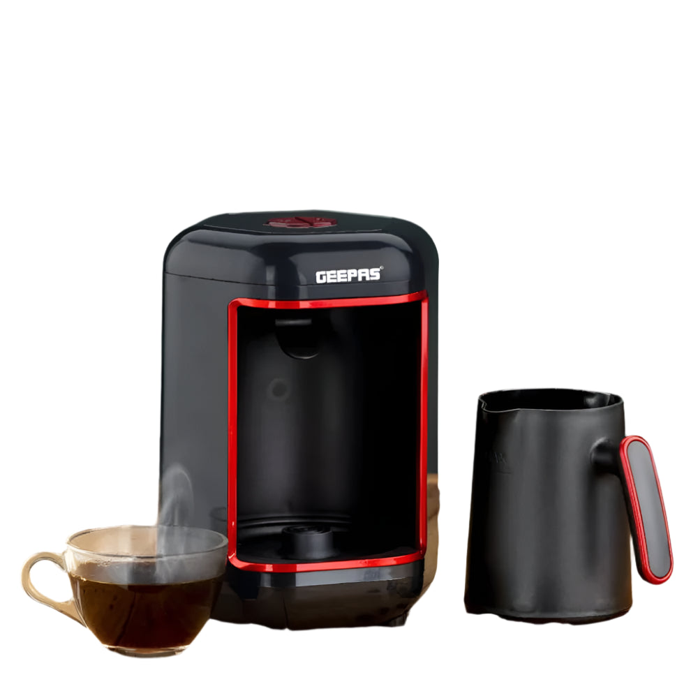 Geepas Turkish Coffee Maker 4 Cup Capacity Stainless Steel Plate