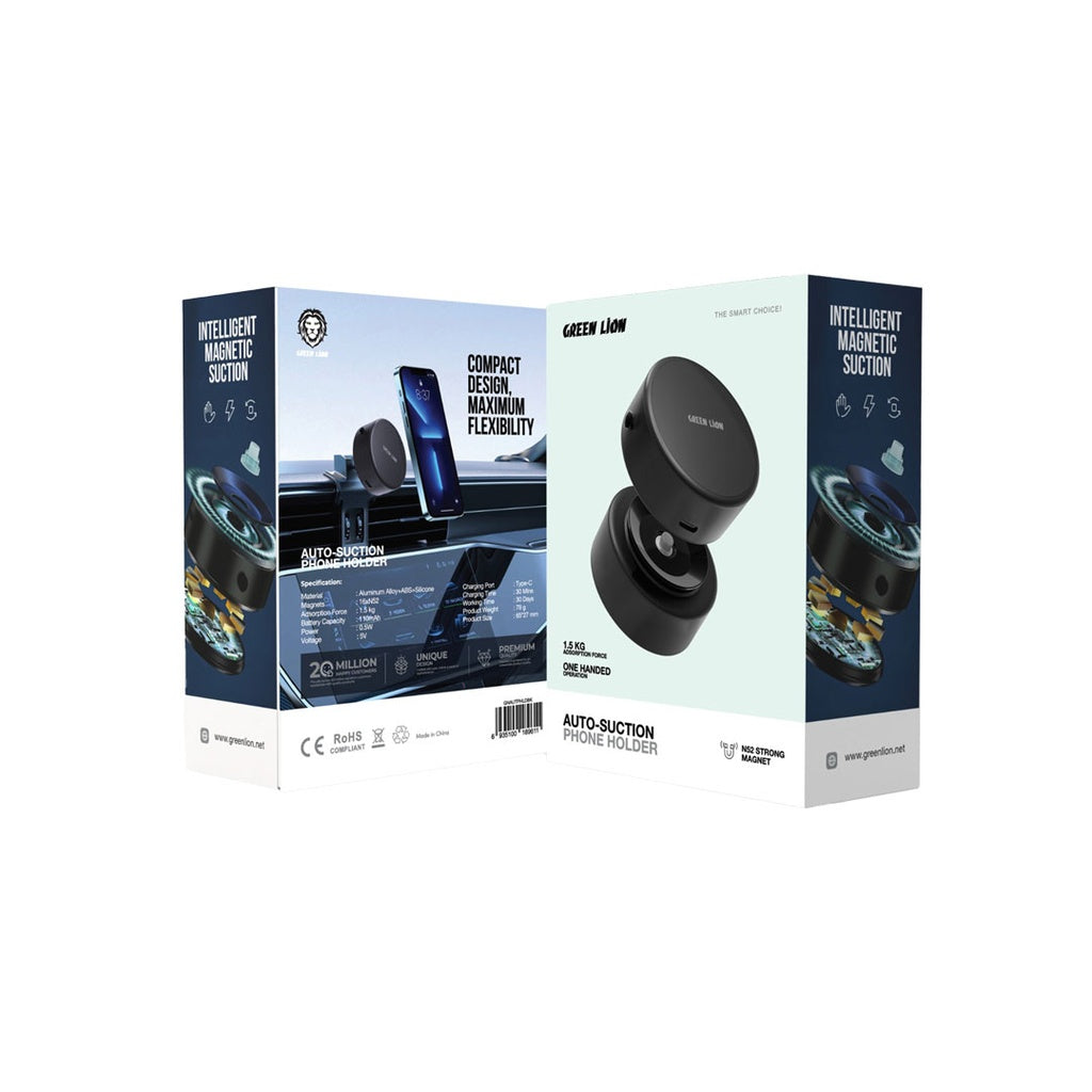 حامل الهاتف الذكي Green Lion Auto-Suction - أسود