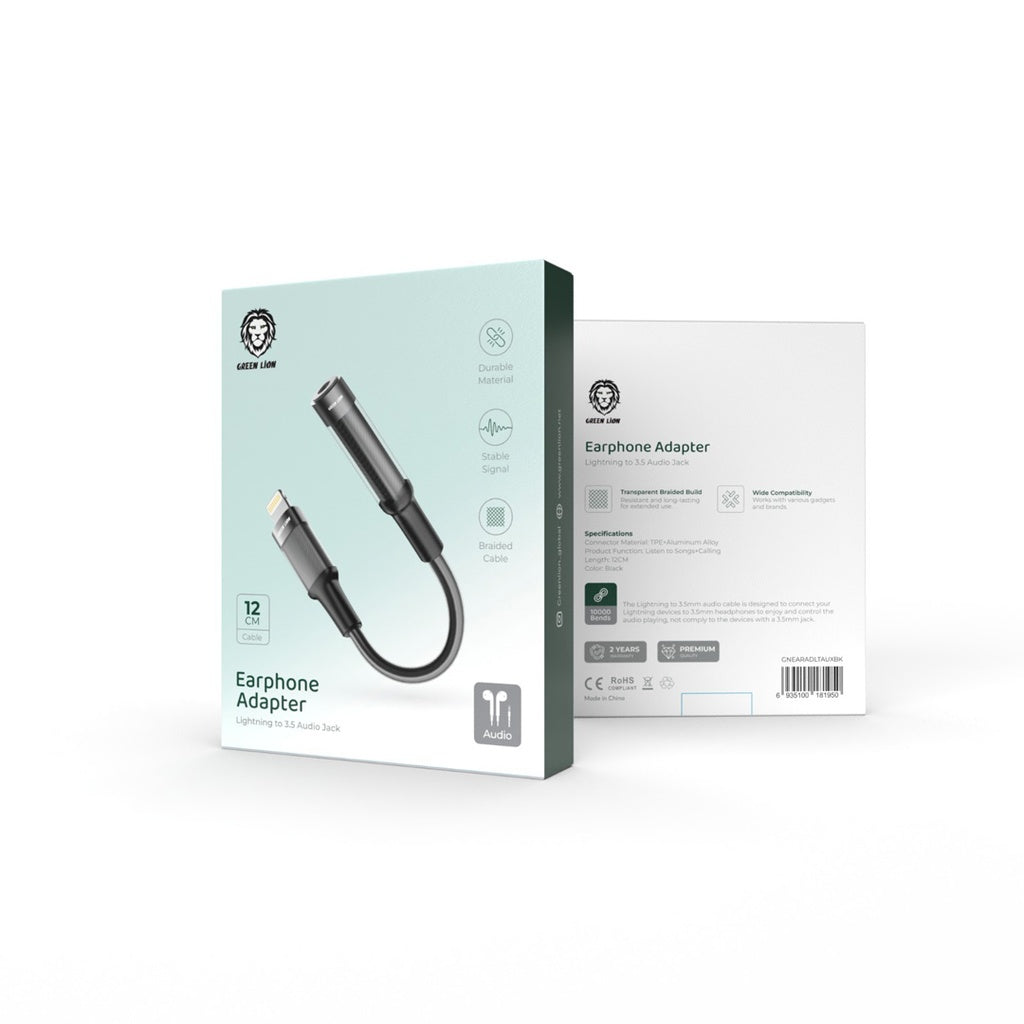 محول جرين ليون Lightning إلى 3.5 AUX 12 سم - أسود