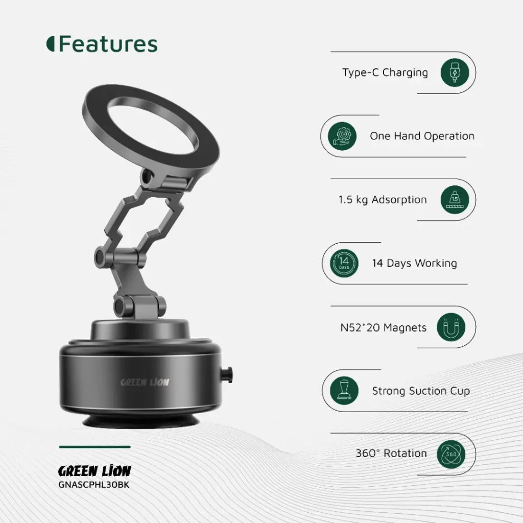 حامل هاتف مغناطيسي Green Lion GX-30 مع شفط تلقائي قوي