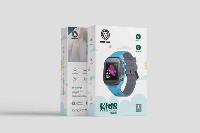 ساعة Green Lion الذكية للأطفال - شاشة عالية الدقة، مكالمات، ونظام تحديد المواقع العالمي (GPS) للسلامة