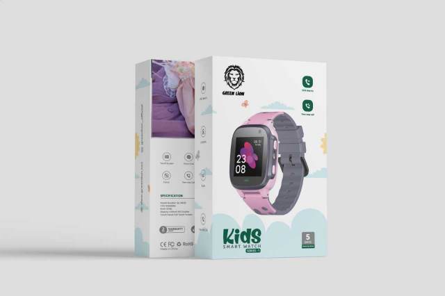 ساعة Green Lion الذكية للأطفال - شاشة عالية الدقة، مكالمات، ونظام تحديد المواقع العالمي (GPS) للسلامة