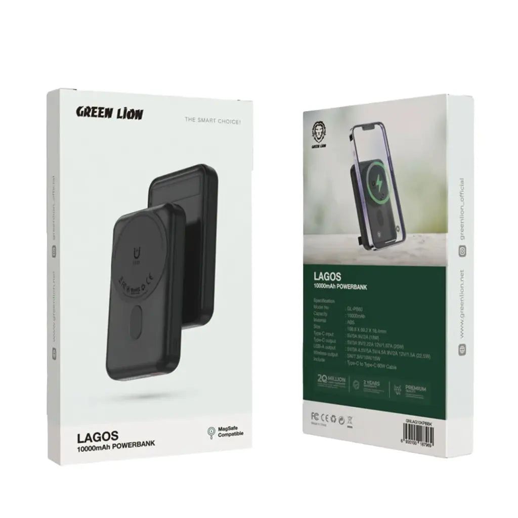 باور بانك Green Lion LAGOS لاسلكي 10000mAh مع حامل وماغسيف