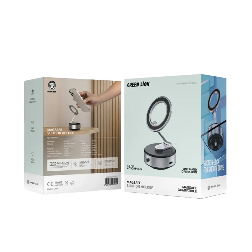 حامل الهاتف المغناطيسي Green Lion MagSafe بشفط قوي – فضي