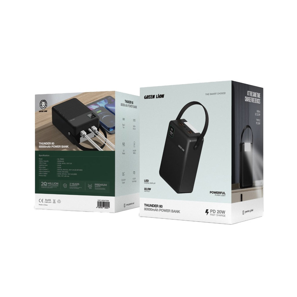 Green Lion Thunder 80 Power Bank 80000mAh with PD & QC Fast Charging
