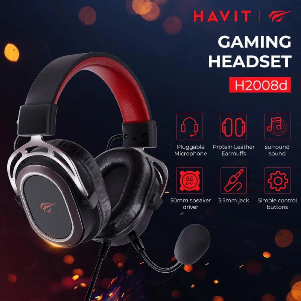 Havit H2008D Gaming Headset – 3.5mm Surround Sound
