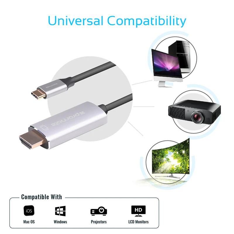 PROMATE USB-C to HDMI Audio Video Cable with UltraHD Support