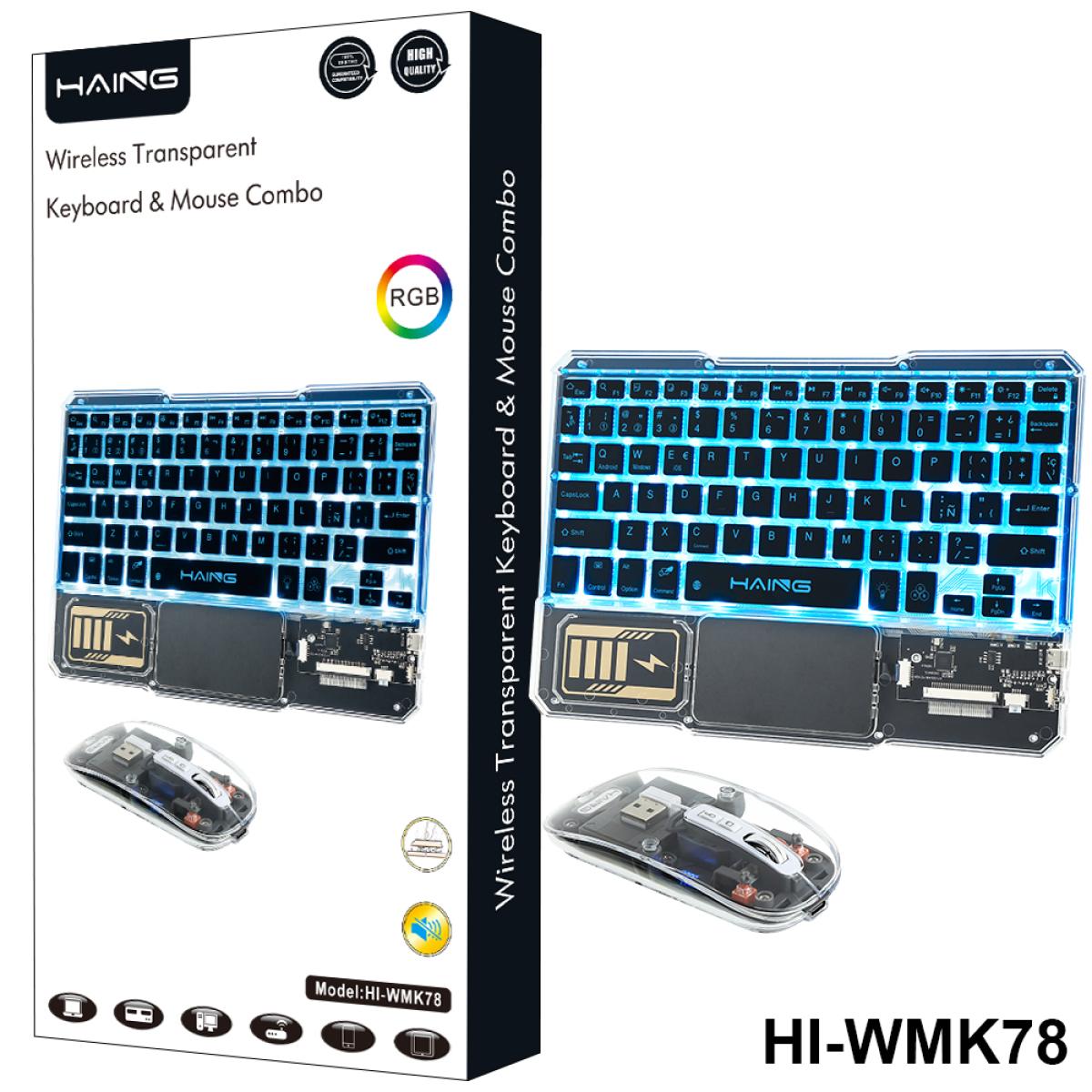 HAING RGB Wireless Transparent Keyboard & Mouse Combo