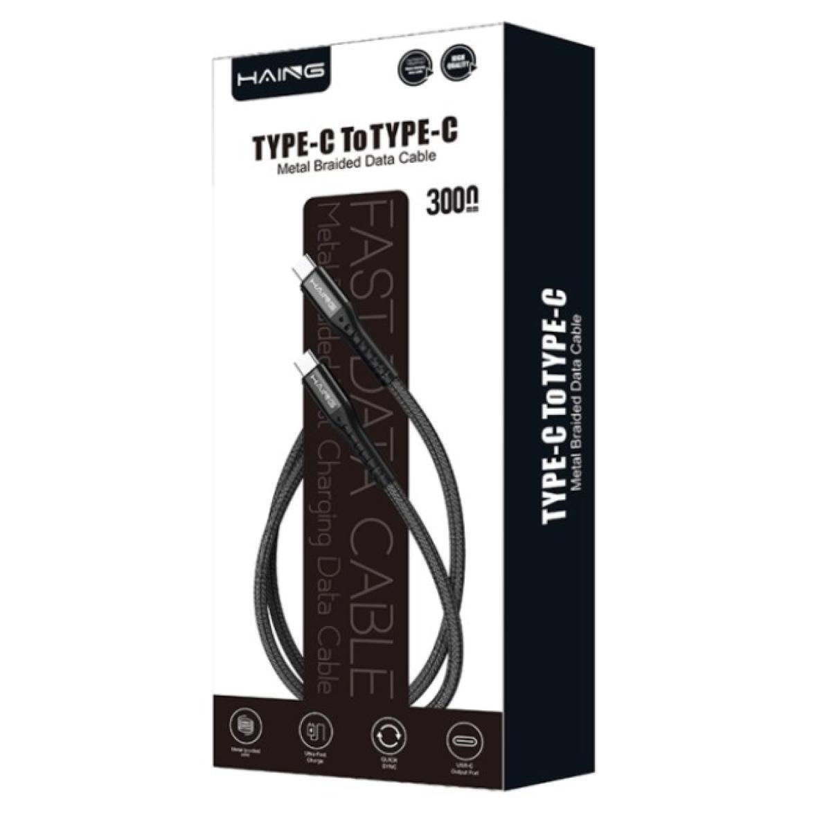 HAING HI042CC Type-C to Type-C 20W Metal Braided Data Cable 3M