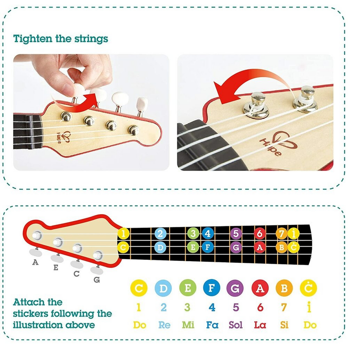 Hape Learn with Lights Interactive Wooden Ukulele