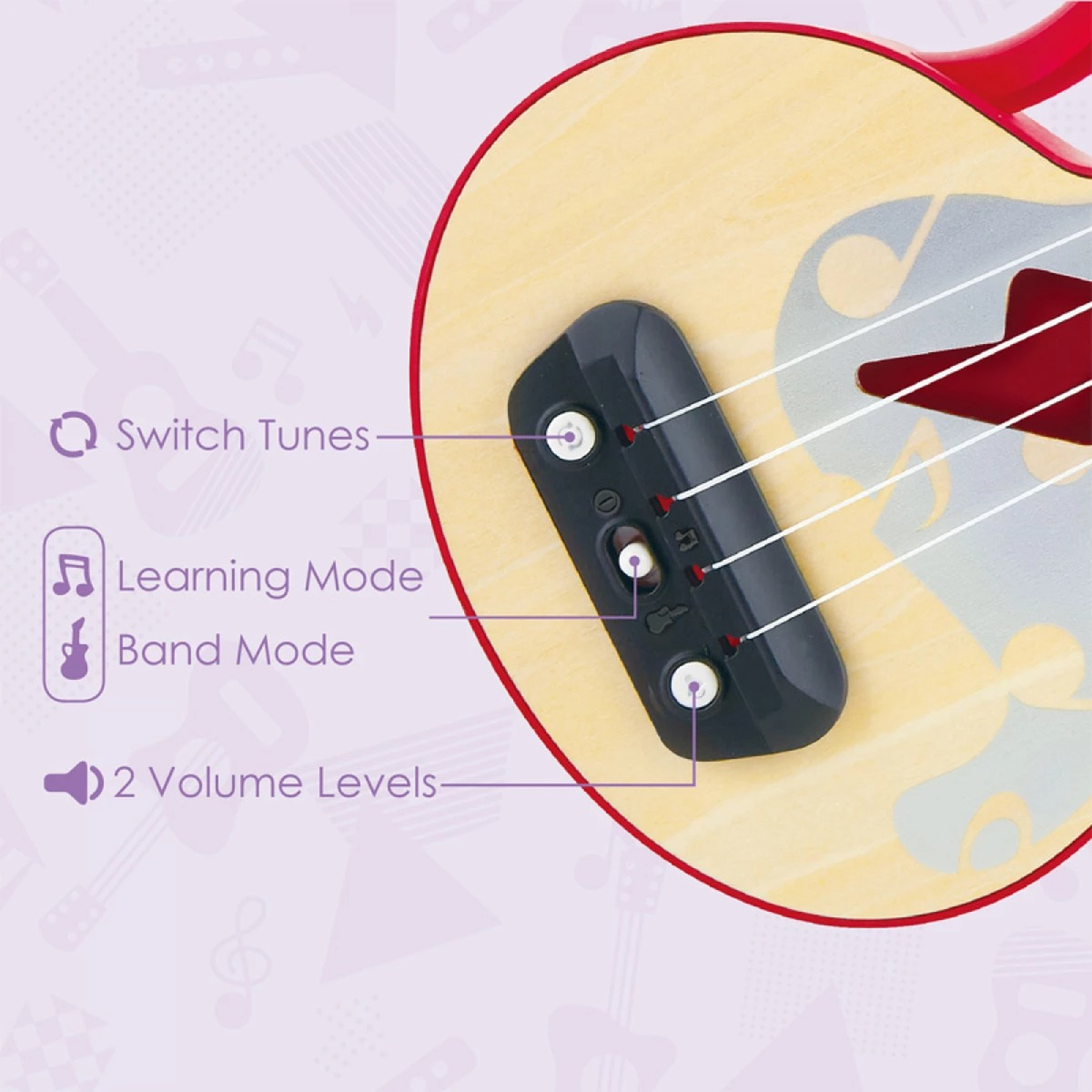 Hape Learn with Lights Interactive Wooden Ukulele