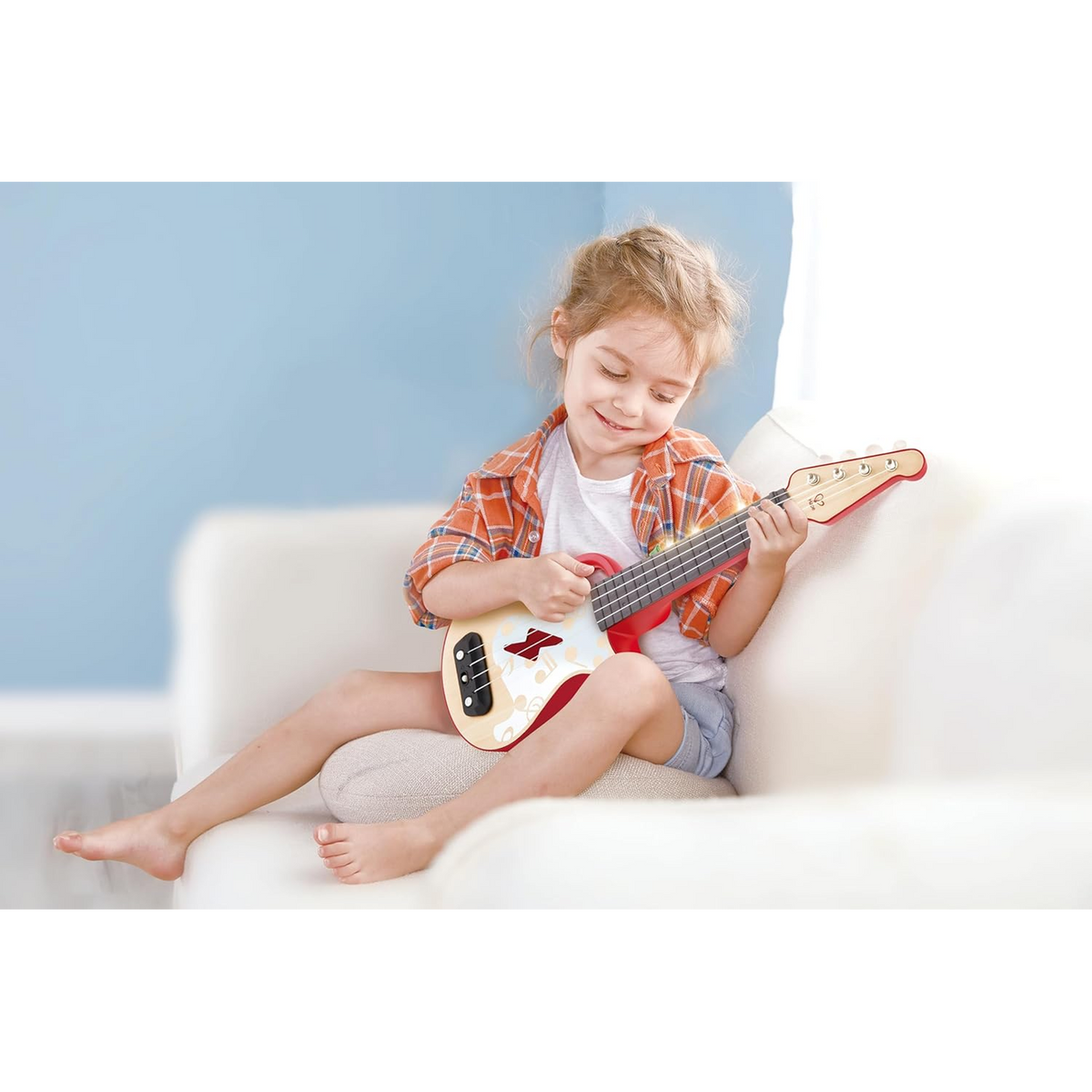 Hape Learn with Lights Interactive Wooden Ukulele