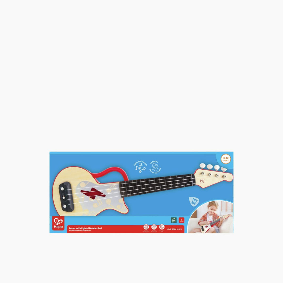 Hape Learn with Lights Interactive Wooden Ukulele