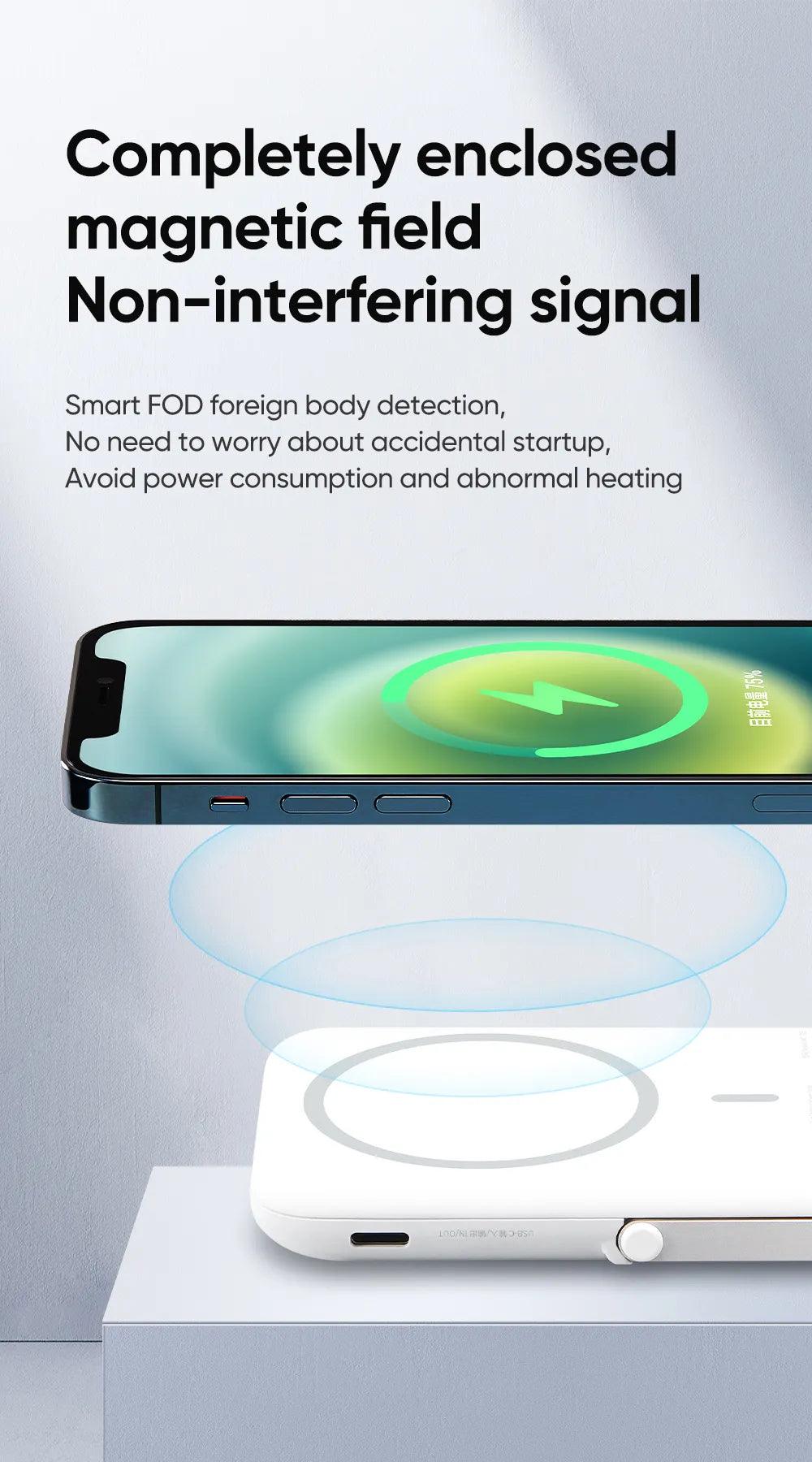 بنك طاقة مكدودو 5000 امبير لاسلكي ومغناطيسي - أبيض & رمادي