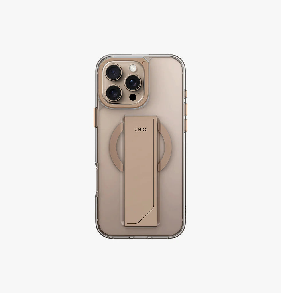 UNIQ HYBRID IPHONE 16 PRO (2024) 6.3 HELDRO MAX MAGCLICK WITH CAMERA STAND - TAUPE GOLD