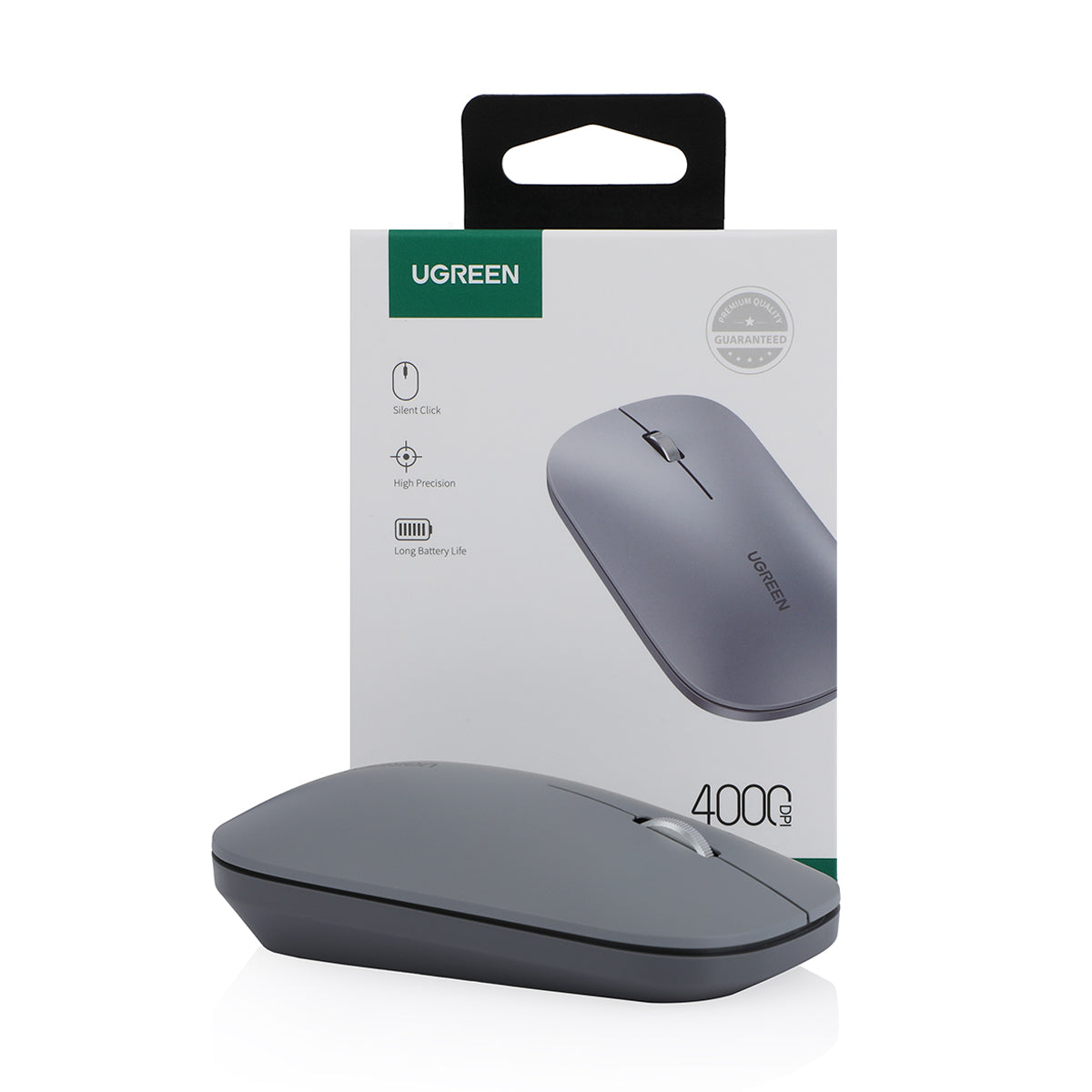 ماوس UGREEN لاسلكي نحيف وصامت 4000 DPI بحجم محمول