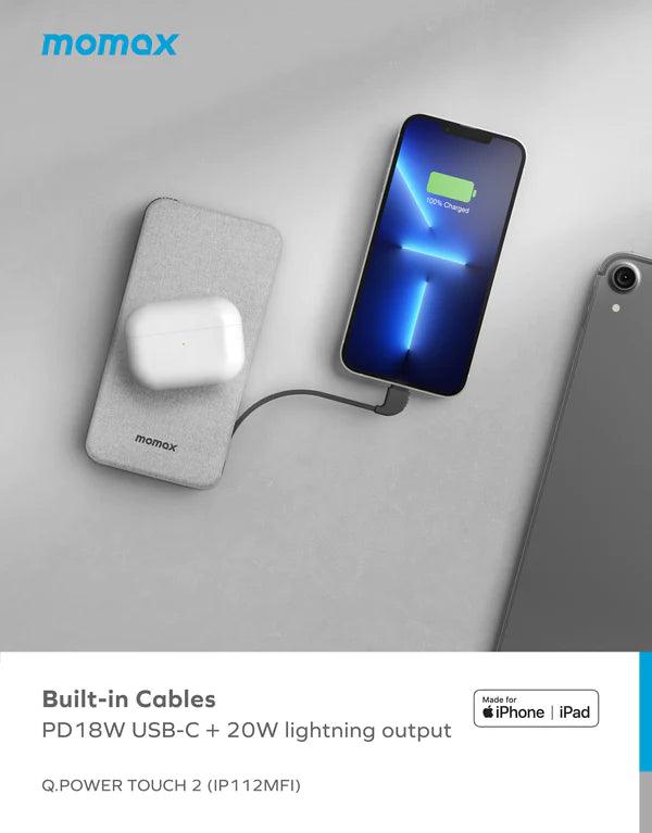 باور بانك لاسلكي موماكس باور تاتش 2 بسعة 10000 مللي أمبير