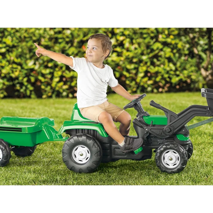 Dolu Ranchero Pedal Tractor with Trailer & Excavator – Kids Ride-On Toy 3Y+