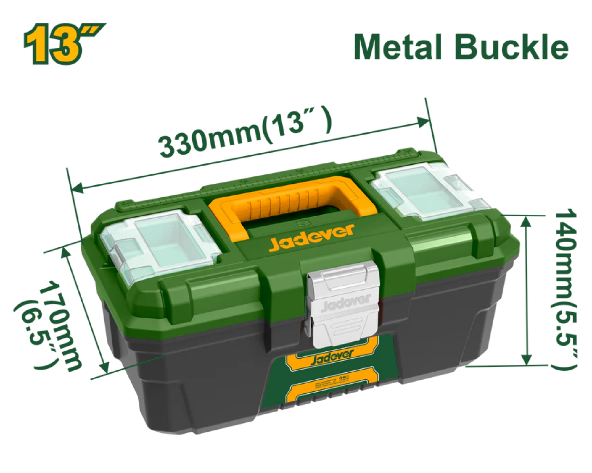 JADEVER 13" Plastic Tool Box Durable & Compact