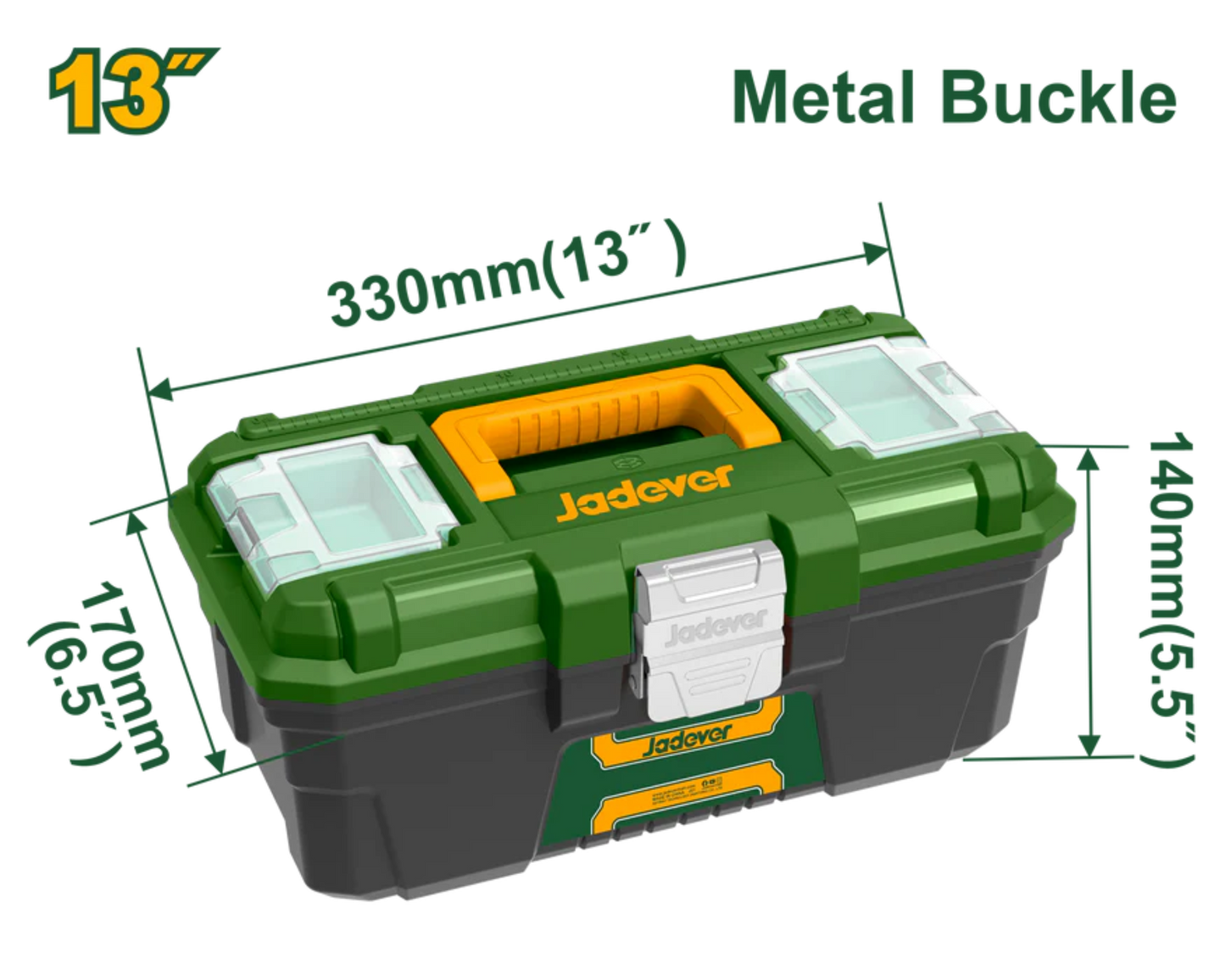 JADEVER 13" Plastic Tool Box Durable & Compact