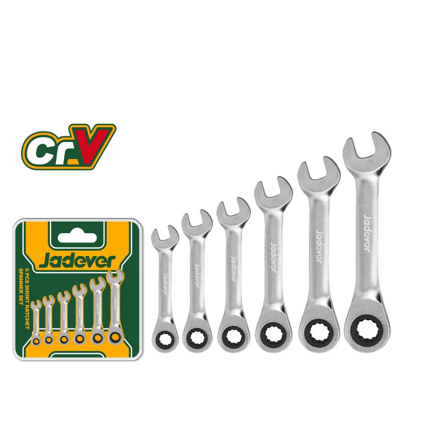 JADEVER 6 Piece Short Ratcheting Split Ring Wrench Set 8-17mm
