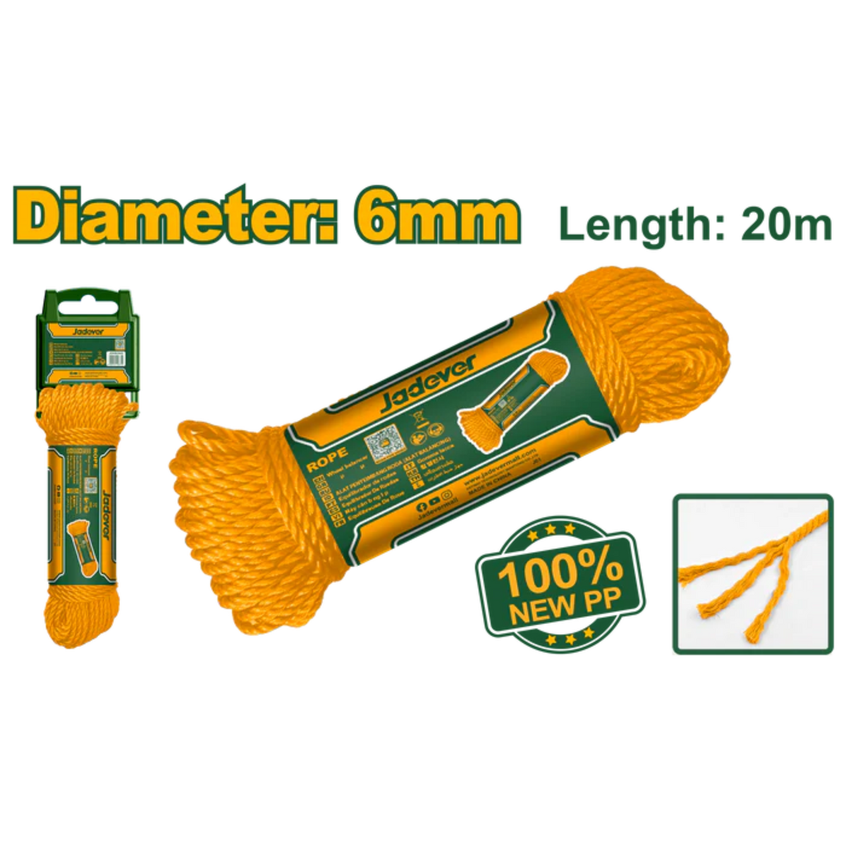 JADEVER 6mm 20m Nylon Rope Durable & High Quality