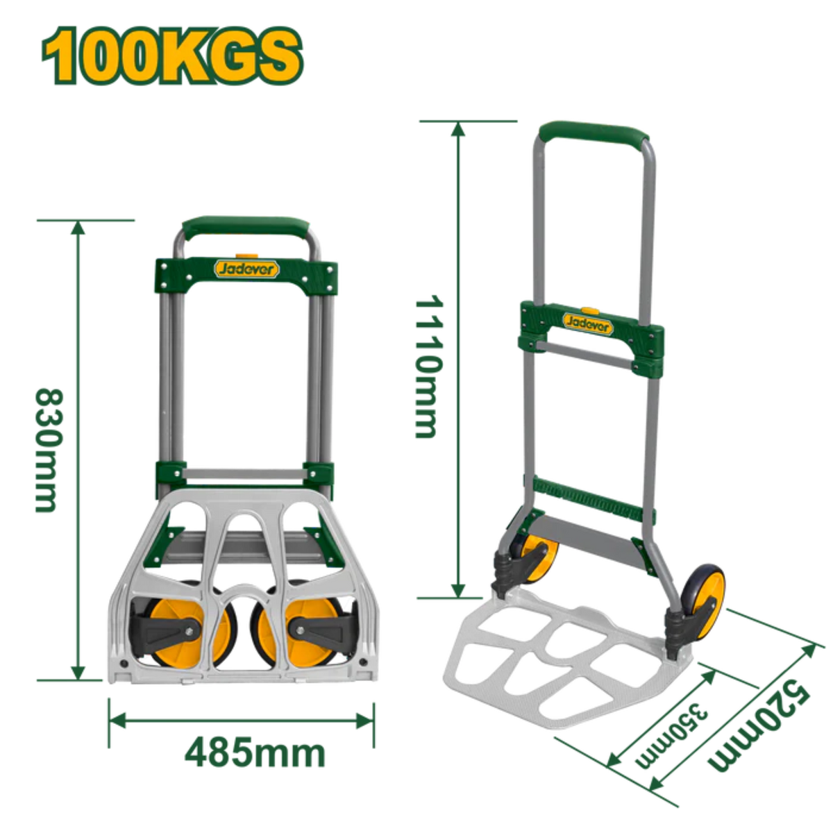 JADEVER Folding Hand Truck 100kg Durable & Compact