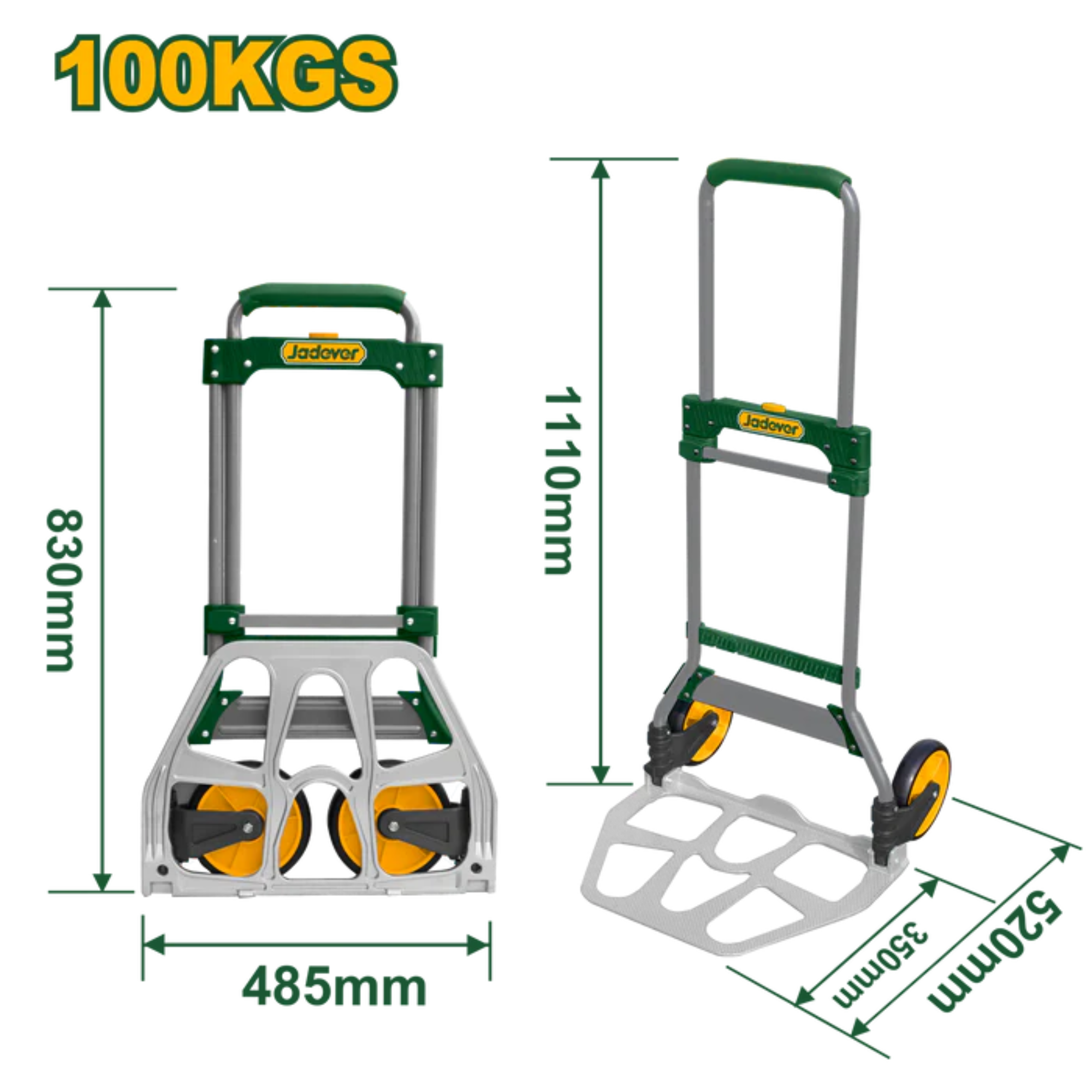 JADEVER Folding Hand Truck 100kg Durable & Compact