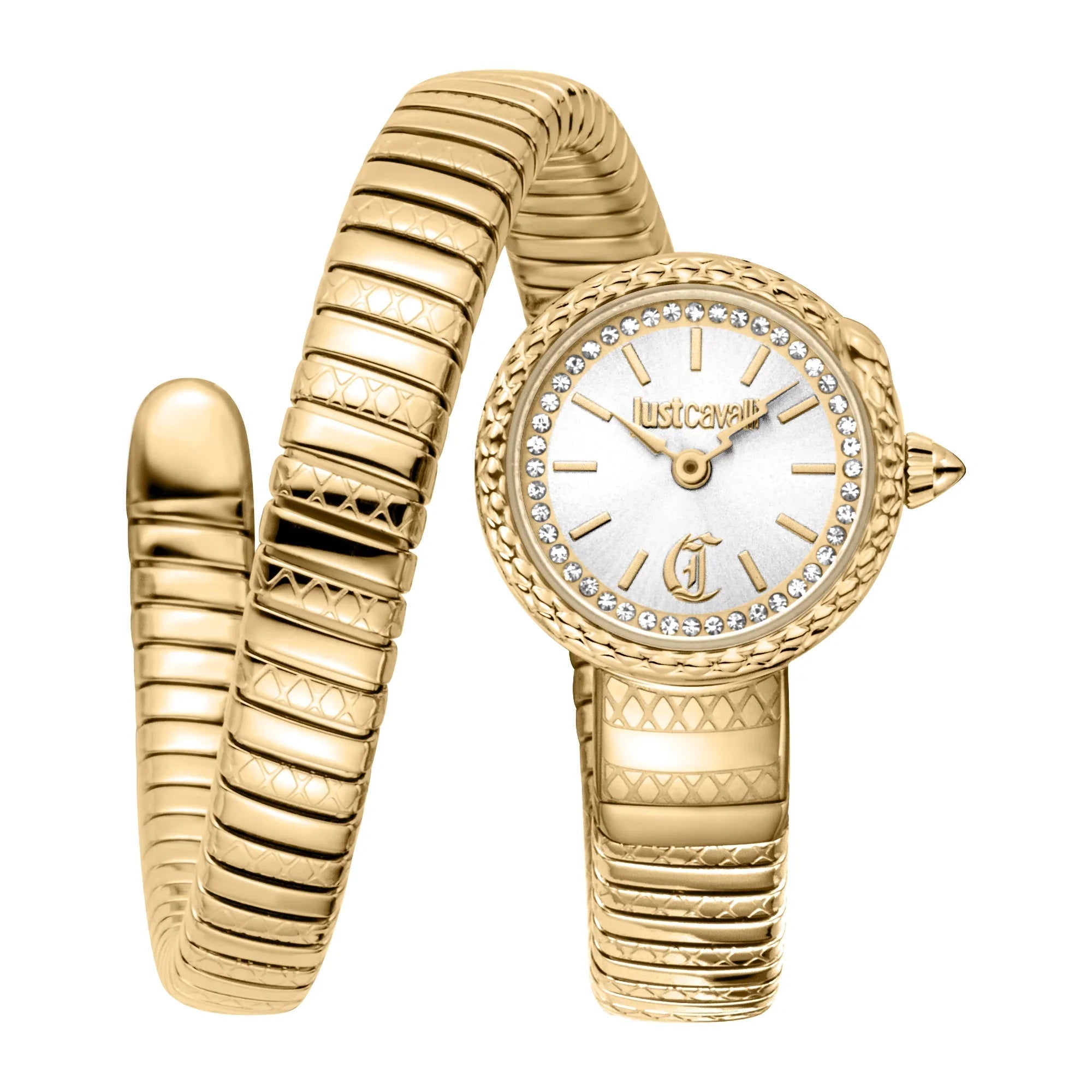 JUST CAVALLI JC1L351M0025 GOLDEN STEEL BAND SILVER DIAL FOR WOMEN