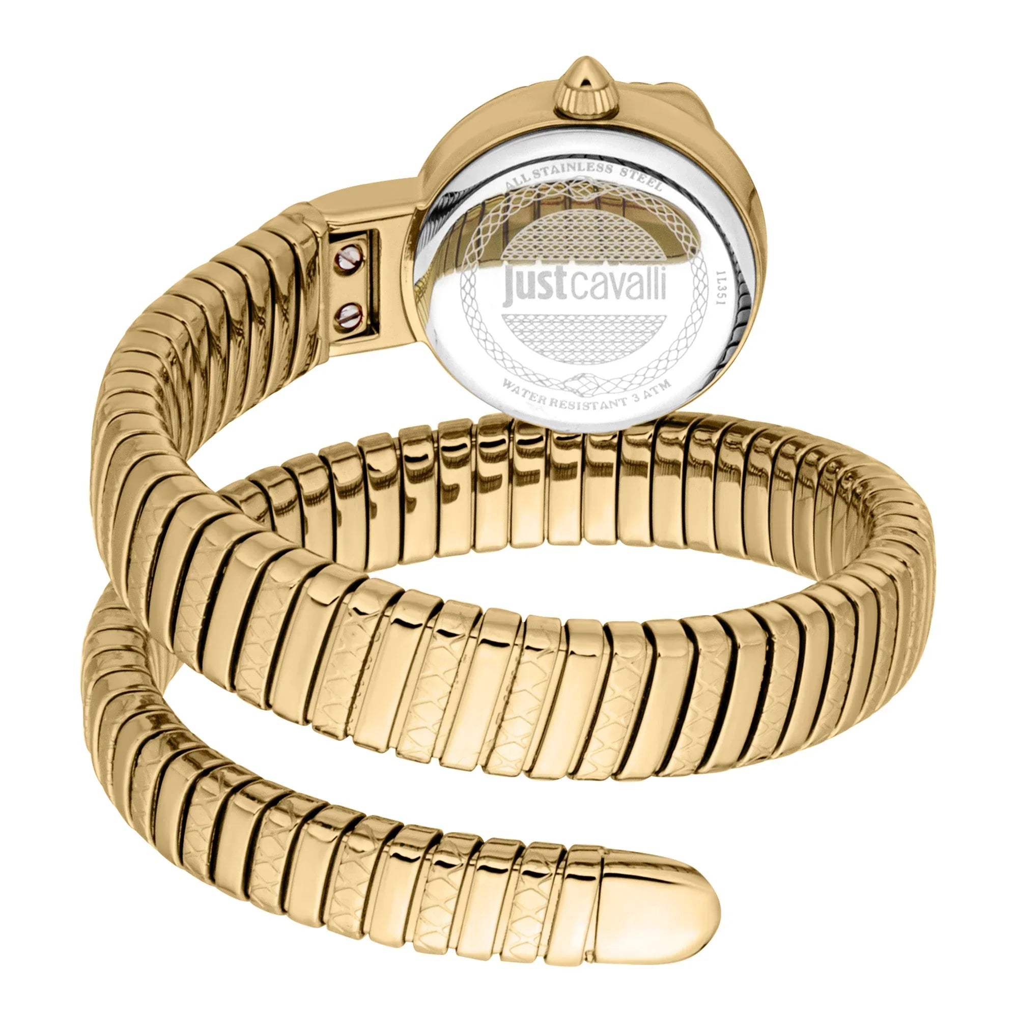 JUST CAVALLI JC1L351M0025 GOLDEN STEEL BAND SILVER DIAL FOR WOMEN