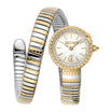 JUST CAVALLI JC1L351M0055 SILVER AND GOLD STEEL BAND WHITE DIAL FOR WOMEN