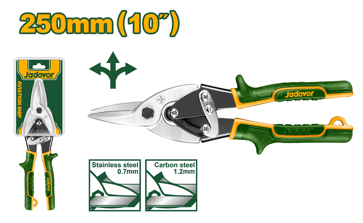 JADEVER Aviation Snip Straight 10" | 250mm – Heavy Duty Metal Cutting Snips (JDAS2910)