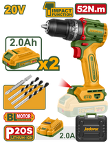 JADEVER Compact Brushless Cordless Impact Drill 52Nm – With 2 Batteries & Carrying Case (JDCDP5281)