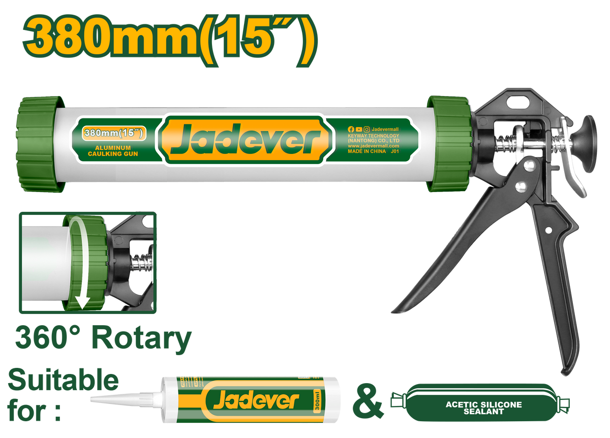 JADEVER Aluminum Caulking Gun 15" – Heavy Duty – 380mm (JDCG5315)
