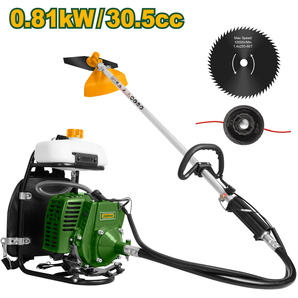 JADEVER 30.5cc Gasoline Grass Trimmer & Brush Cutter – 0.81kW 2-Stroke Engine (JDGM2A30)
