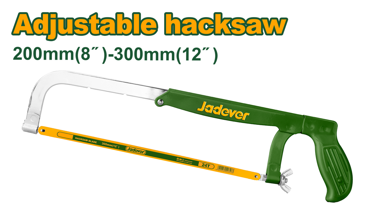 JADEVER Adjustable Hacksaw Frame 8" / 10" / 12" – Heavy Duty Saw Frame (JDHF3110)