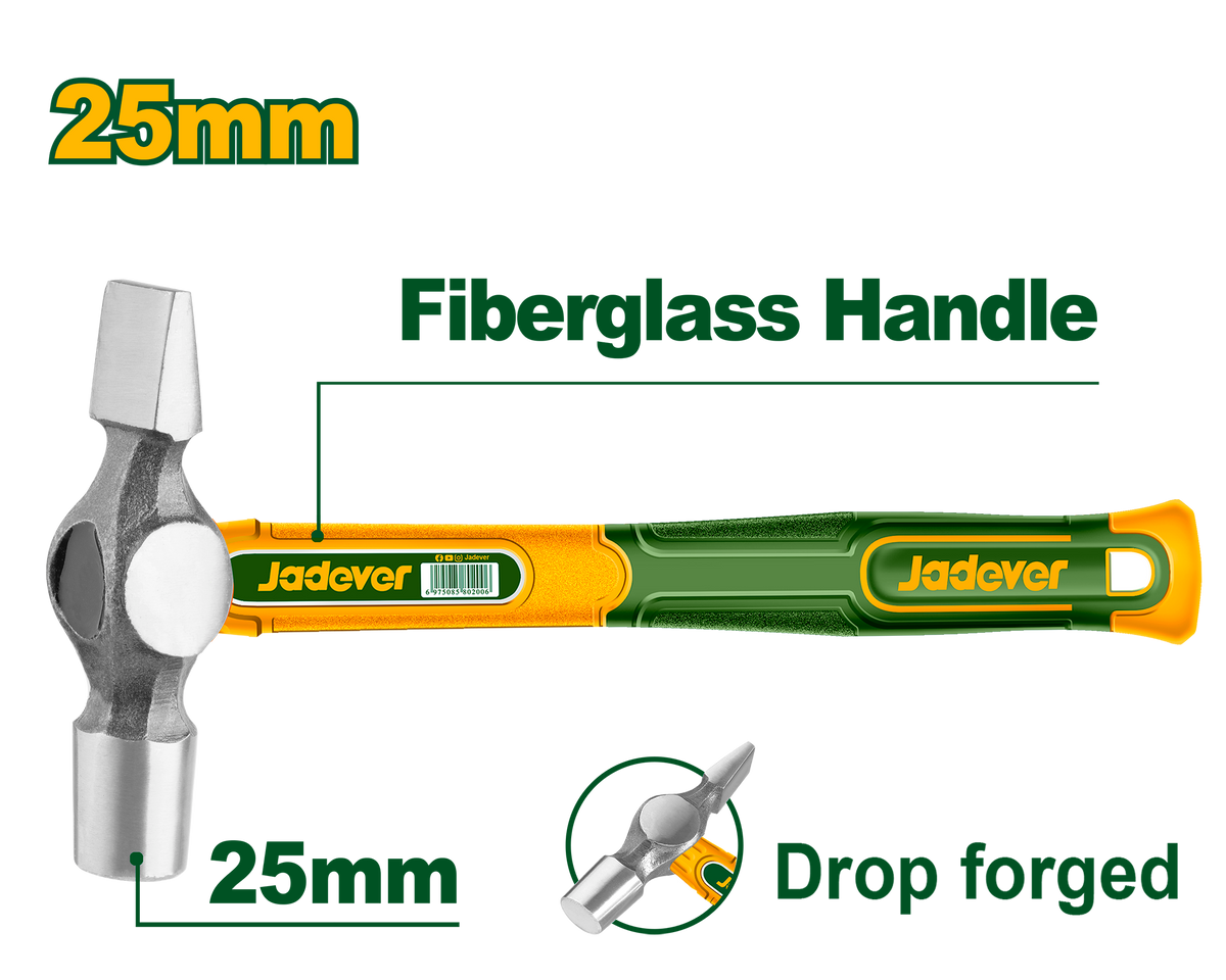 JADEVER Engineers Cross Pein Hammer 25mm – Forged Carbon Steel Hammer (JDHM5325)