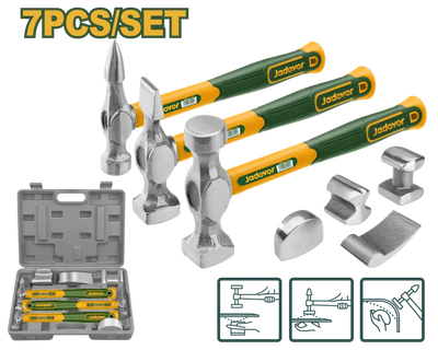 Jadever 7-Piece Body & Fender Hammer and Dolly Set | Auto Repair Kit
