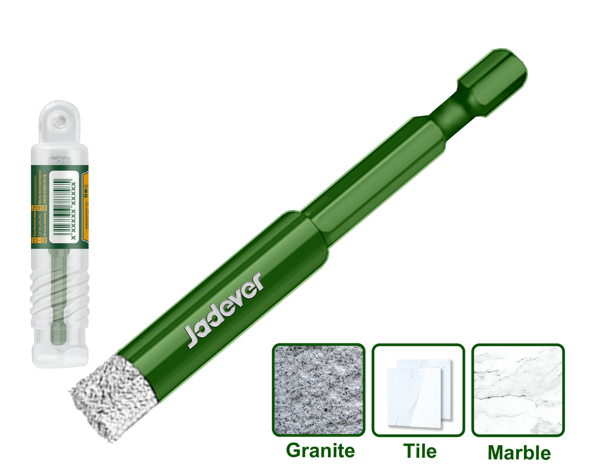 JADEVER Brazed Diamond Core Drill Bit – 6/14/16mm, 10mm Diamond Height, 1/4" Hex Shank (JDKJ5K06 / JDKJ5K14 / JDKJ5K16)