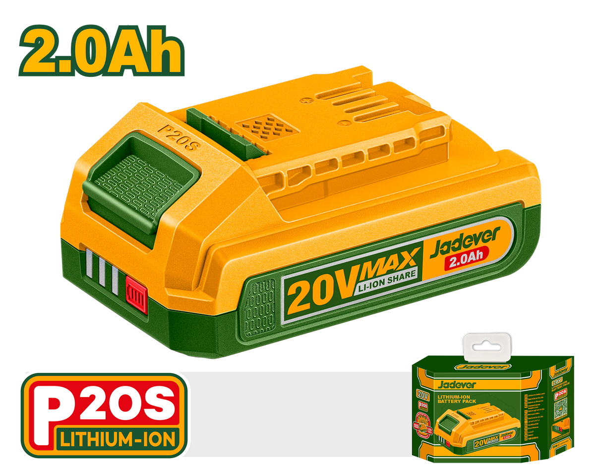 JADEVER 20V Lithium-Ion Battery Pack 2.0Ah – Compatible with P20S Tools (JDLBP520)