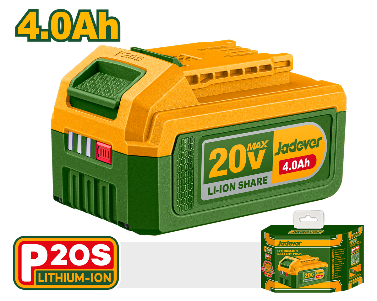 JADEVER 20V Lithium-Ion Battery Pack 4.0Ah – Compatible with P20S Tools (JDLBP540)